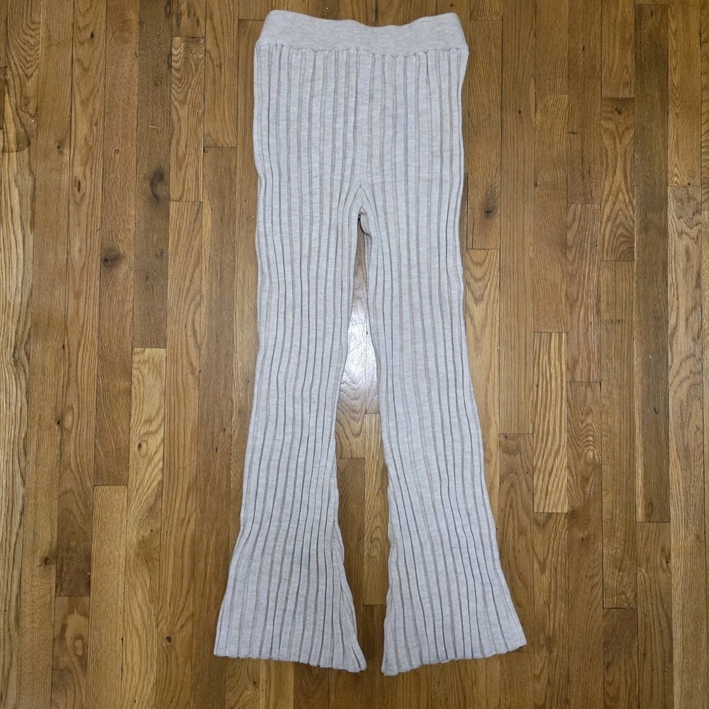 Annie Bing Womens Cream Val Sweater Pant 100% Wool Ribbed Style Size M - Picture 2 of 8
